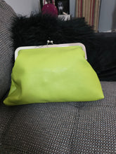 Load image into Gallery viewer, New Lime Green T Brown Kisslock Med size
