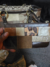 Load image into Gallery viewer, Preloved patchwork Coach bag bundle.  Wallet and thin scraf included
