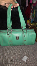 Load image into Gallery viewer, Preloved Green MCM shoulder bag
